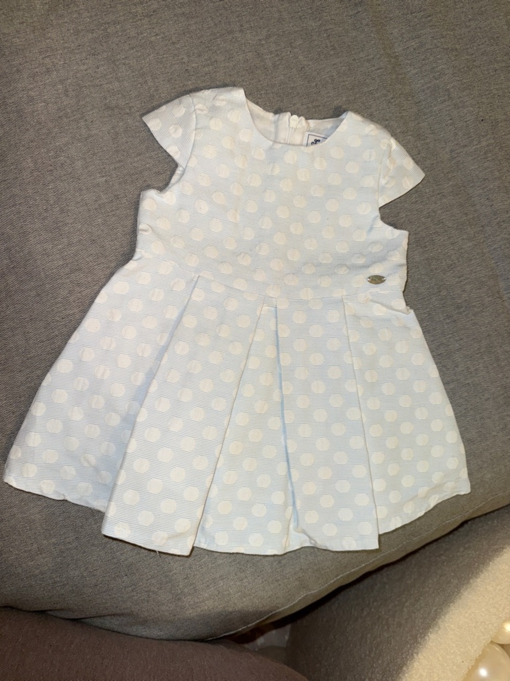 Tartine et Chocolat White Polka Dot Pleated Dress